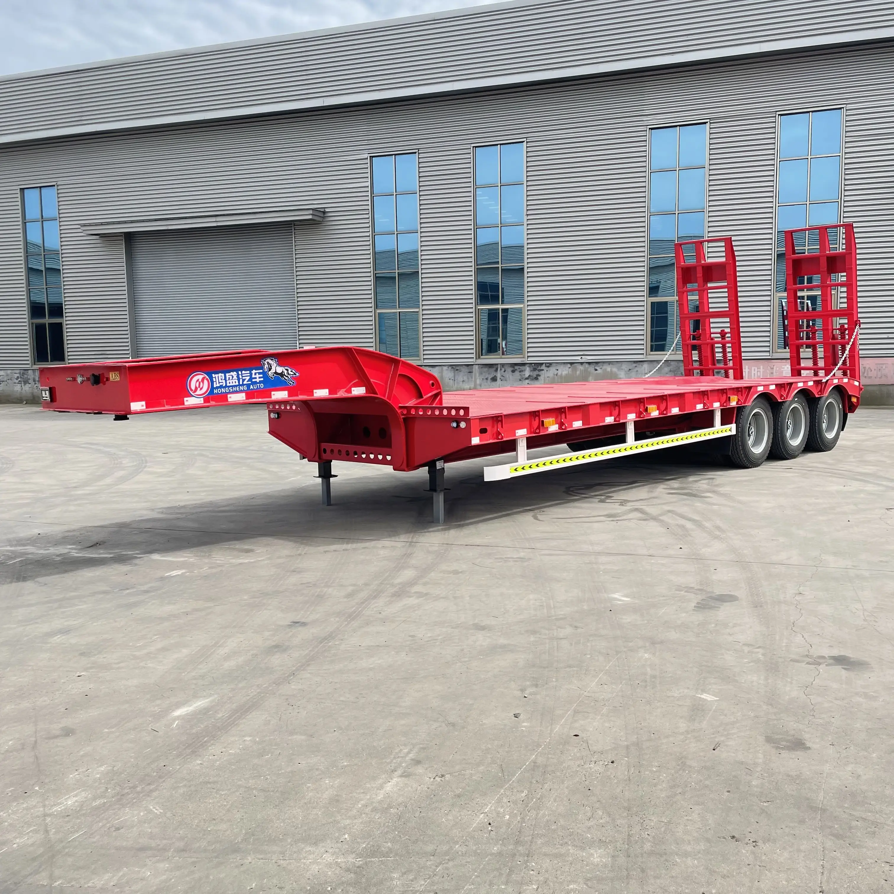 Gooseneck Lowboy 3-осевой прицеп с наклонным скольжением стандартная низкая кровать грузовик