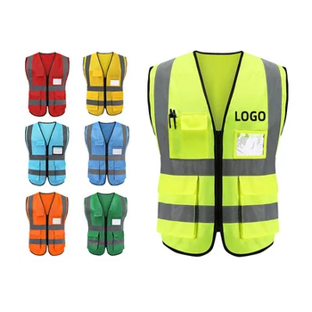 Reflective Vest Jacket Strip Fabric Construction Security Safety Vest High Visibility Work Reflective Clothing
