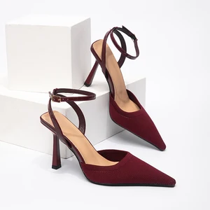 High-appearance-level Pointed-toe Wear-resistant Fabric Breathable and Anti-slip Heel Shoes for Dating Fashion
