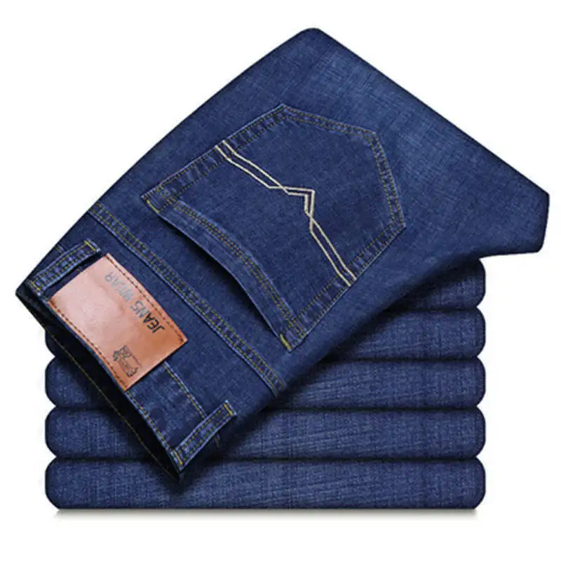 Autumn And Winter Jeans Men's Straight Loose Casual Stretch Thick ...