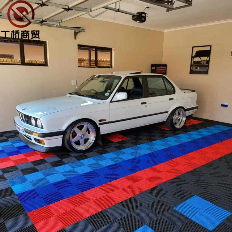 Modular Floor Tiles Anti Slip PP PVC Plastic Flooring Mats Interlocking Garage Floor Tiles for Car Detailing Shop Workshop 1.8cm