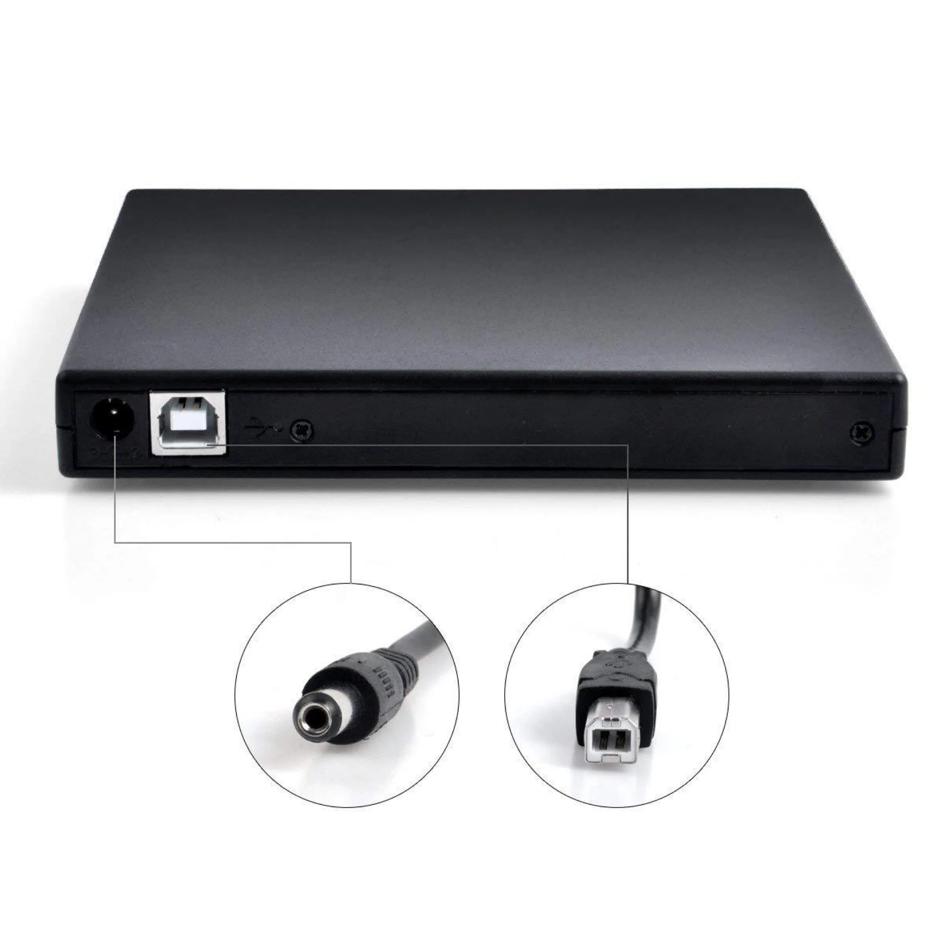 USB External CD-RW Burner DVD/CD Reader Player with Two USB Cables for Windows Mac OS Laptop Computer