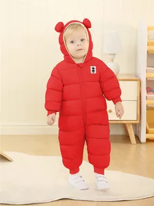 Custom Cubs Baby Costume Newborn Boys and Girls Snow-proof Winter Coat Long Notched Collar Baby Jumpsuit Down Jacket