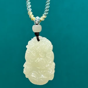 Natural Hotan Jade Pendant, Charm of the Year of the Tiger, Personalized Carved and Named Pendant, Emerald Jewelry Gift