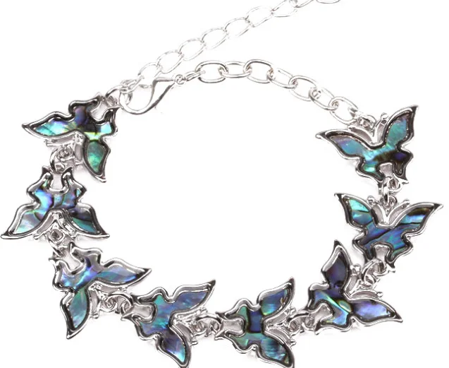 Various Abalone Paua Shell Bracelets Heart Clover butterfly Dolphin Paua Shell Link Chain Bracelets Custom Shell Bracelets