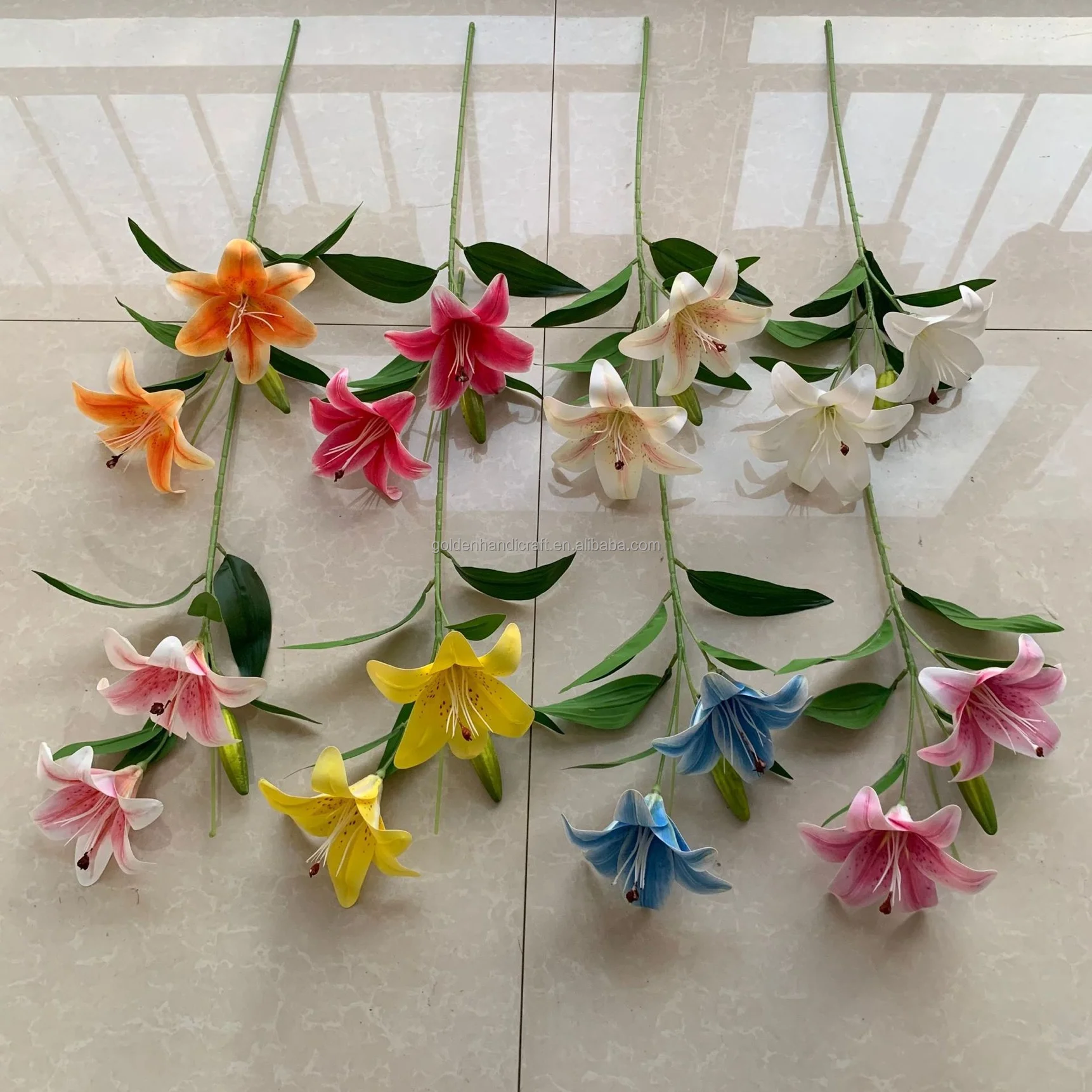 3d-druck Blumen 3-köpfige Lilie Realistische Weiße Calla-lilien Künstliche Blumen Für Hochzeitssträuße