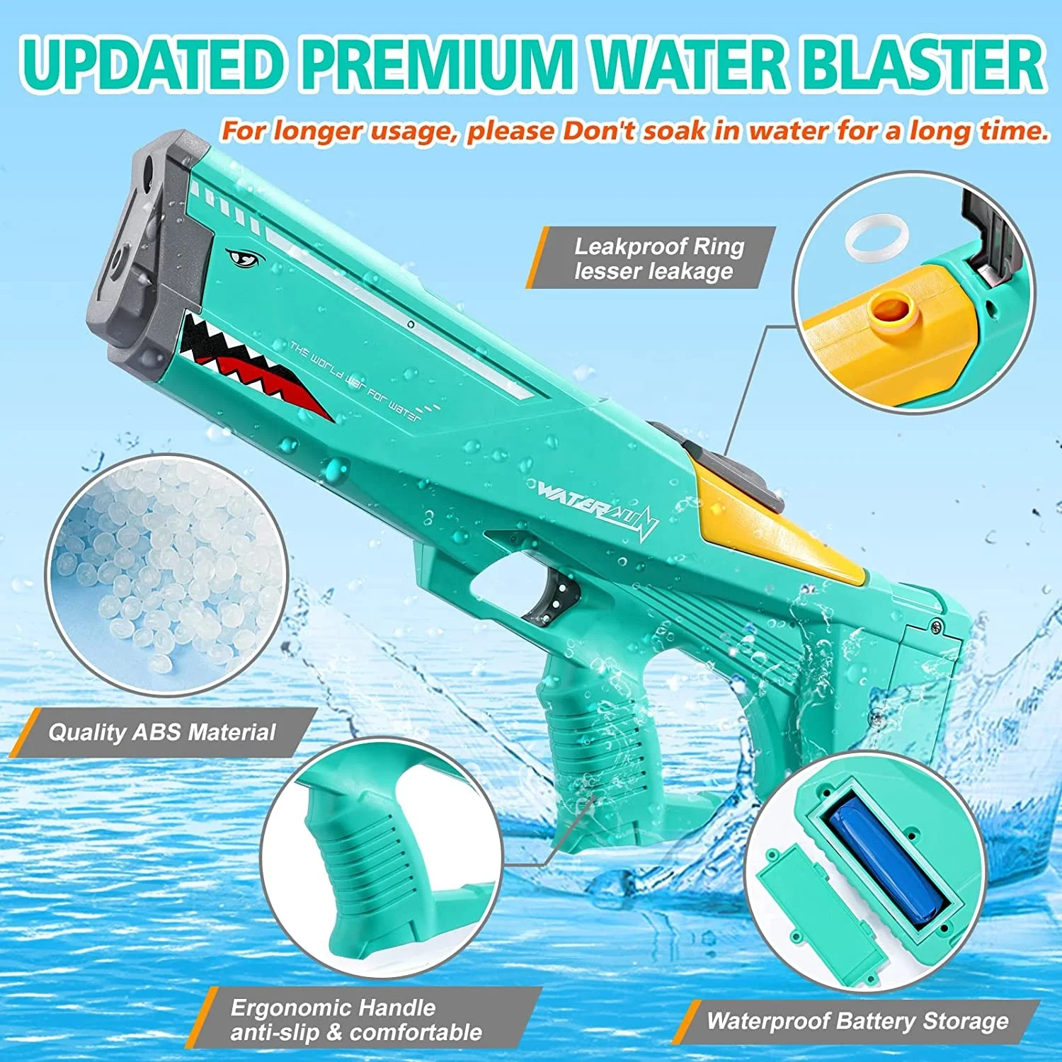 Songkran Electric Water Gun Automatic Reload Water Squirt Guns High Capacity Water Super Soaker Gun Toy for Adults