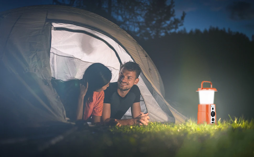 Rechargeable 3-Light Mode Camping Lantern 5000mAh Power Bank IP44 Waterproof Emergency Flashlight for Hiking Outdoor Adventures