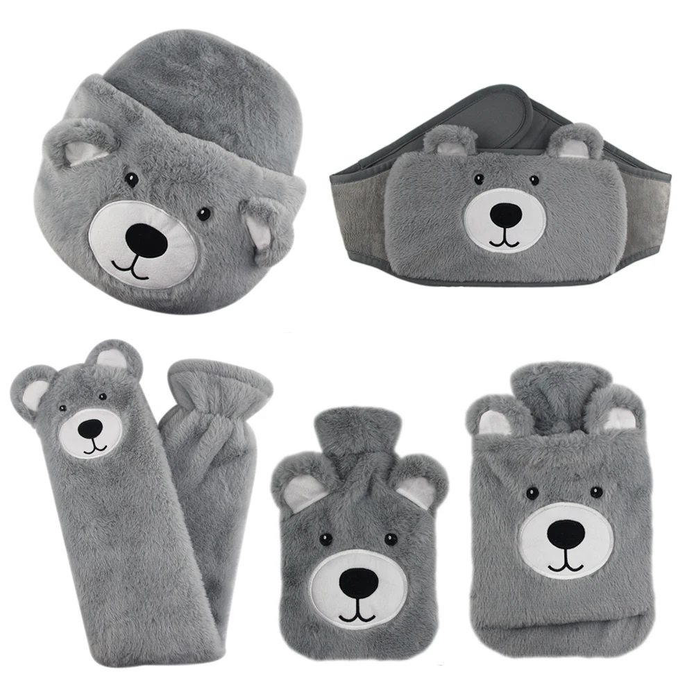 removable cute cartoon plush cover for water- filling hot water heating bag manufacturer hot water bottle 2000ml for kids