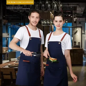 Personalized Logo Printed Western Restaurant Apron Special Barista Hotel Front Hall Waiter Work Clothes Men Women Made Canvas