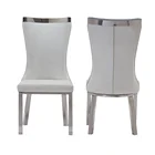 Modern Furniture upholstered stainless steel metal leg dining room chair luxury chrome pu leather dining chairs