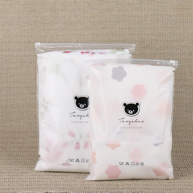 eco friendly frosted slider zip lock bag for bear frosted zipper bag transparent