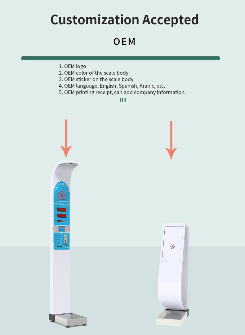 Coin operated electronic body weight height scale pharmacy weighing machine