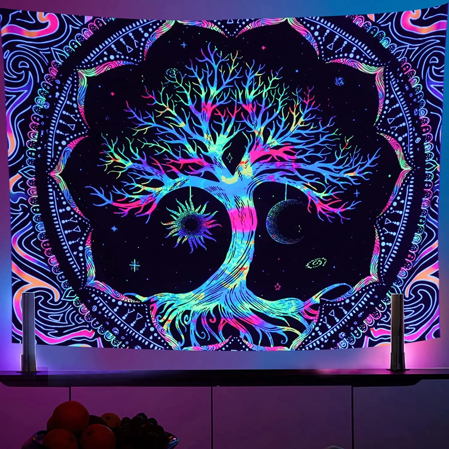 Aesthetic Room Decoration Home Psychedelic Background Luminous Hanging  Cloth Fluorescent Tapestry - Buy Fluorescent Tapestry,Custom Print  Fluorescent Tapestry,Uv Backdrop Fluorescent Glow Tapestry Product on  