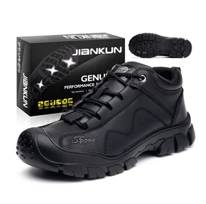 JIANKUN Men's Winter Work Shoes Steel Toe Anti-Smash/Puncture Waterproof High Quality Microfiber Leather Non-Slip Rubber Outsole