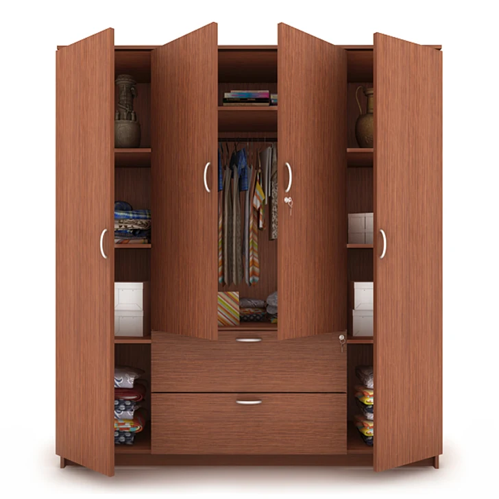 High Gloss MDF Door Laminate Cupboard Bedroom Wardrobe with 4 Doors