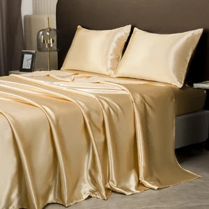 Customized Luxury Microfiber Satin Sheets Like Silk Hotel Bedding Sheet Sets