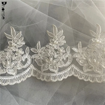 Stock beaded delicate new york wholesale embroidered bridal lace trim