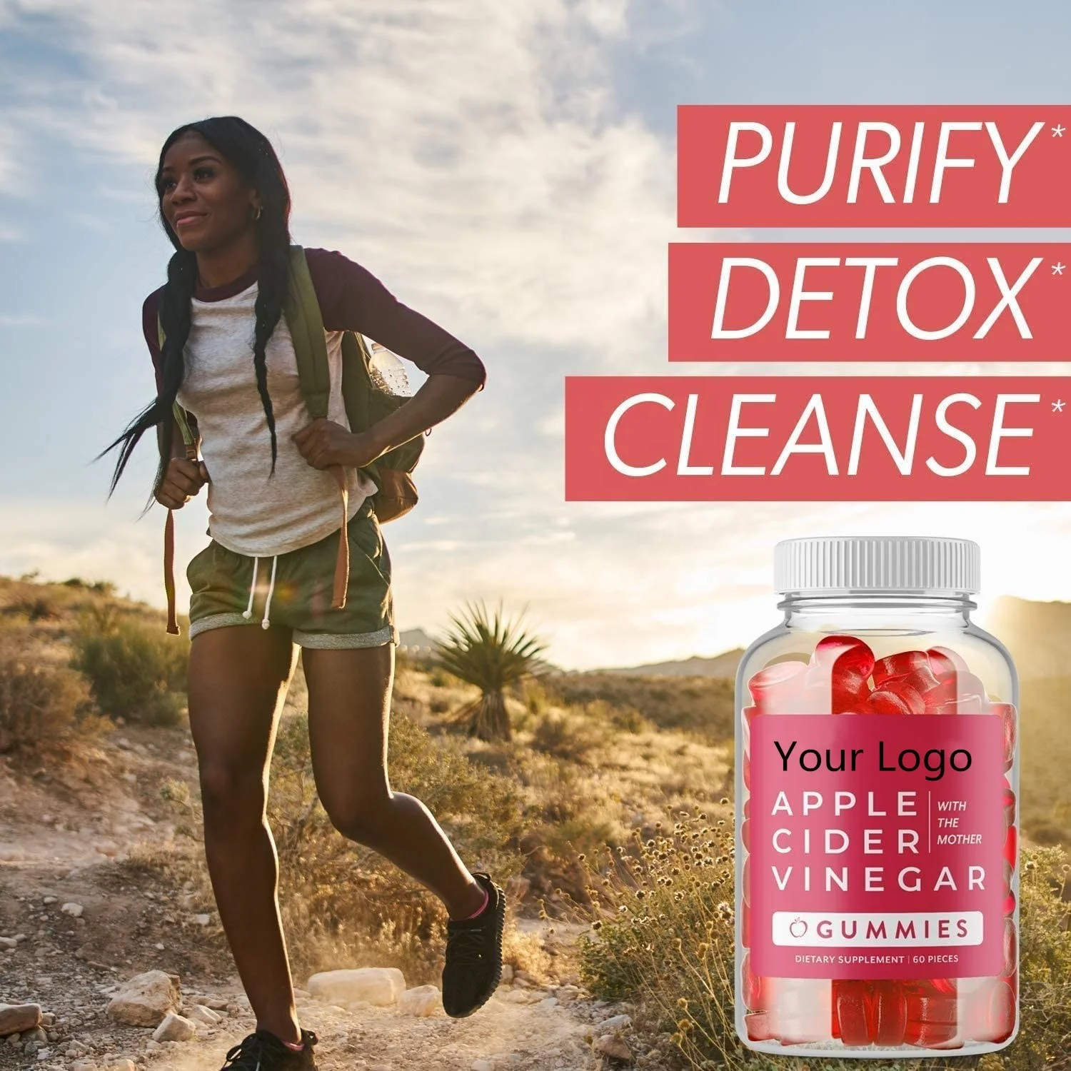 
 Жевательные приправы для уксуса яблока с органическим корнем граната и витаминами для потери веса, готовые к отправке  