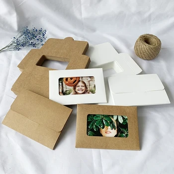 Creative Postcard Packaging Box, Photo Greeting Card Envelope Packaging Box, Visible Window DIY Packaging Card, Kraft Paper Box