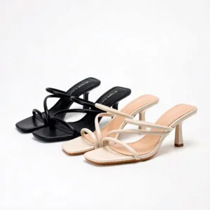 1828-5 New Arrivals Super Quality Fashionable Open Toe Beach Casual Slippers for Women Rome Style Comfortable Square Head Summer