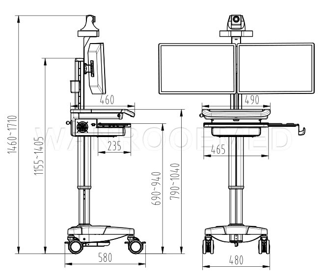 Medical Telemedicine Devices System Trolley for Doctor Remote Guidance and Consultation