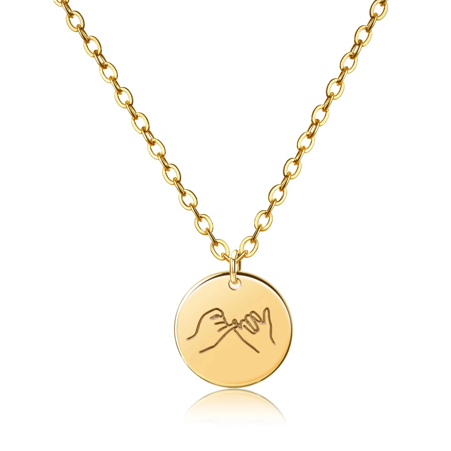 Personalized Sign Language ASL Hand Gestures Necklace Custom Made to Order Language Gifts Necklace Stainless Steel Jewelry