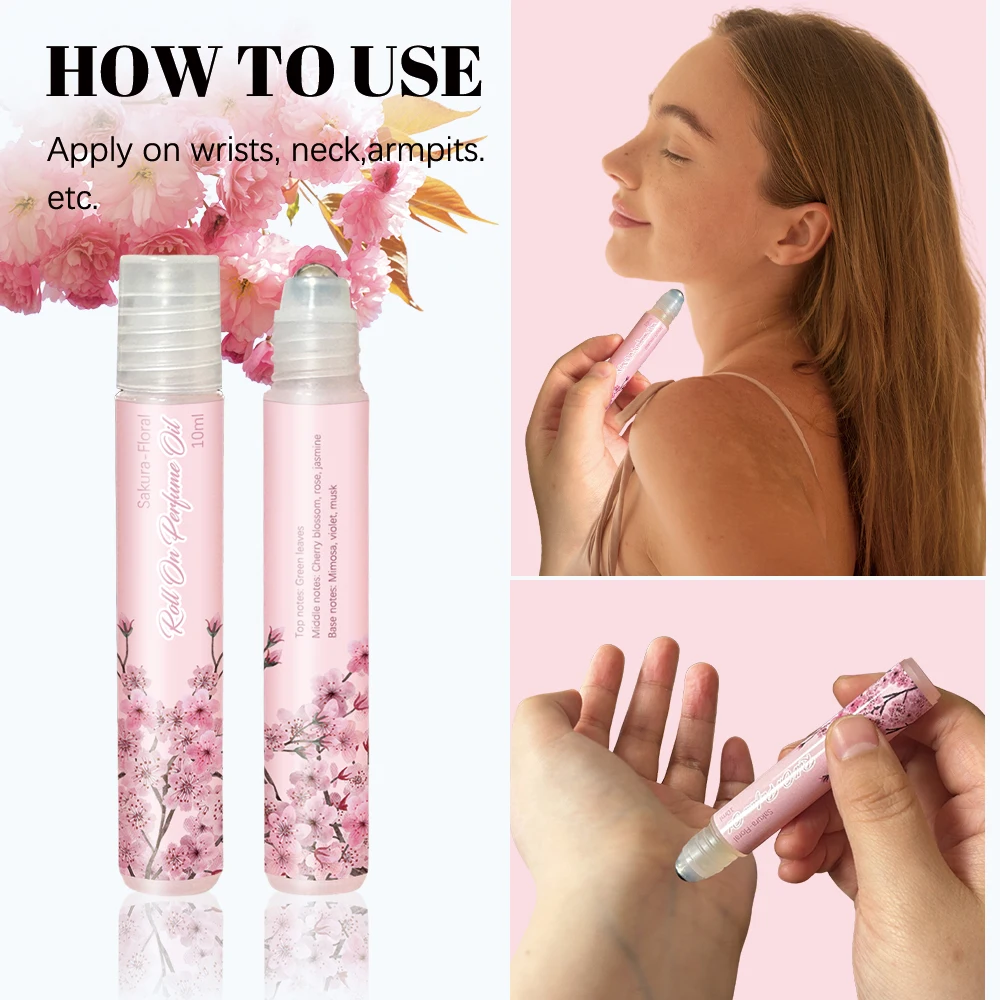 New Custom Women's 10ml Sakura Floral Musk Aroma Roller Parfum
