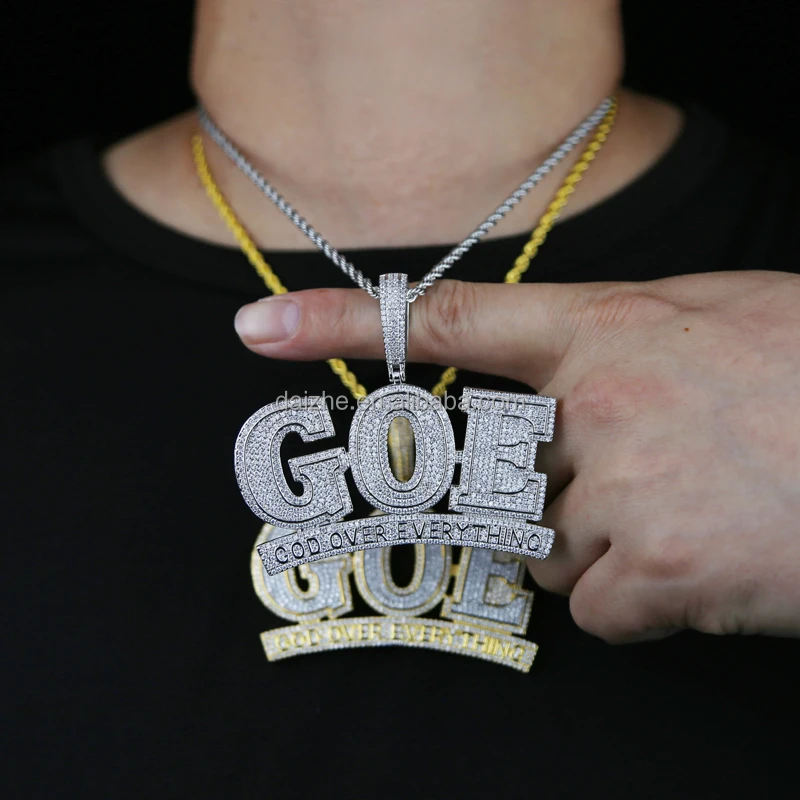 New Iced Out Bling Letters CEO Pendant Necklaces Gold Silver Plated AAA  Cubic Zirconia CEO Necklaces Men's Hip Hop Jewelry