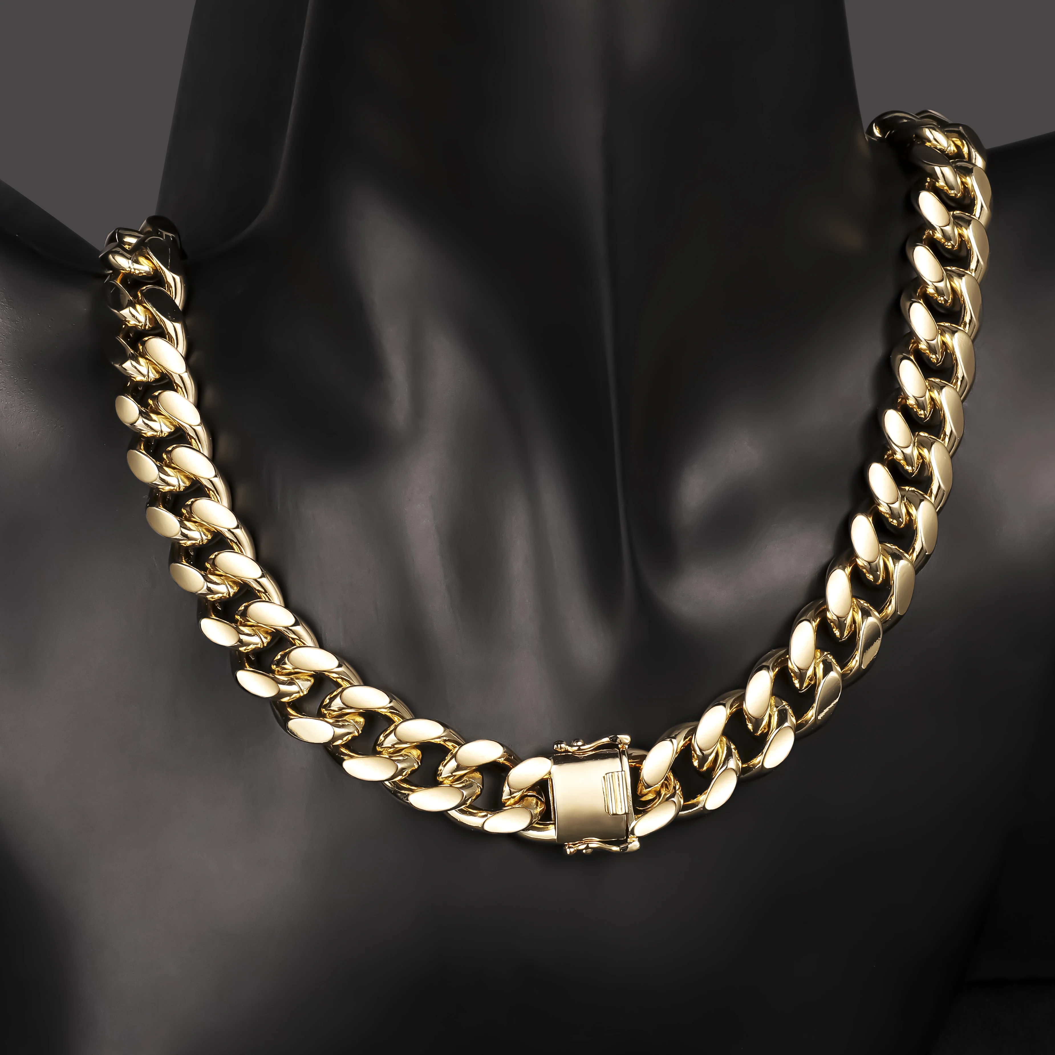 18 In Gold Chain 20" 12mm Solid Curb Cuban Chain Necklace - 18Kt Yellow Gold Filled - Real Thick Link Real Gold Cuban Chain - Foto 4