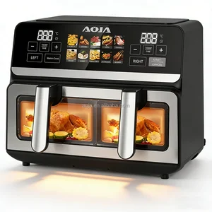 Colorful Digital Screen 10L Large Capacity Whole Family Oil Free Cooking Oven Air Fryer Dual Zone Basket Smart Kitchen Appliance