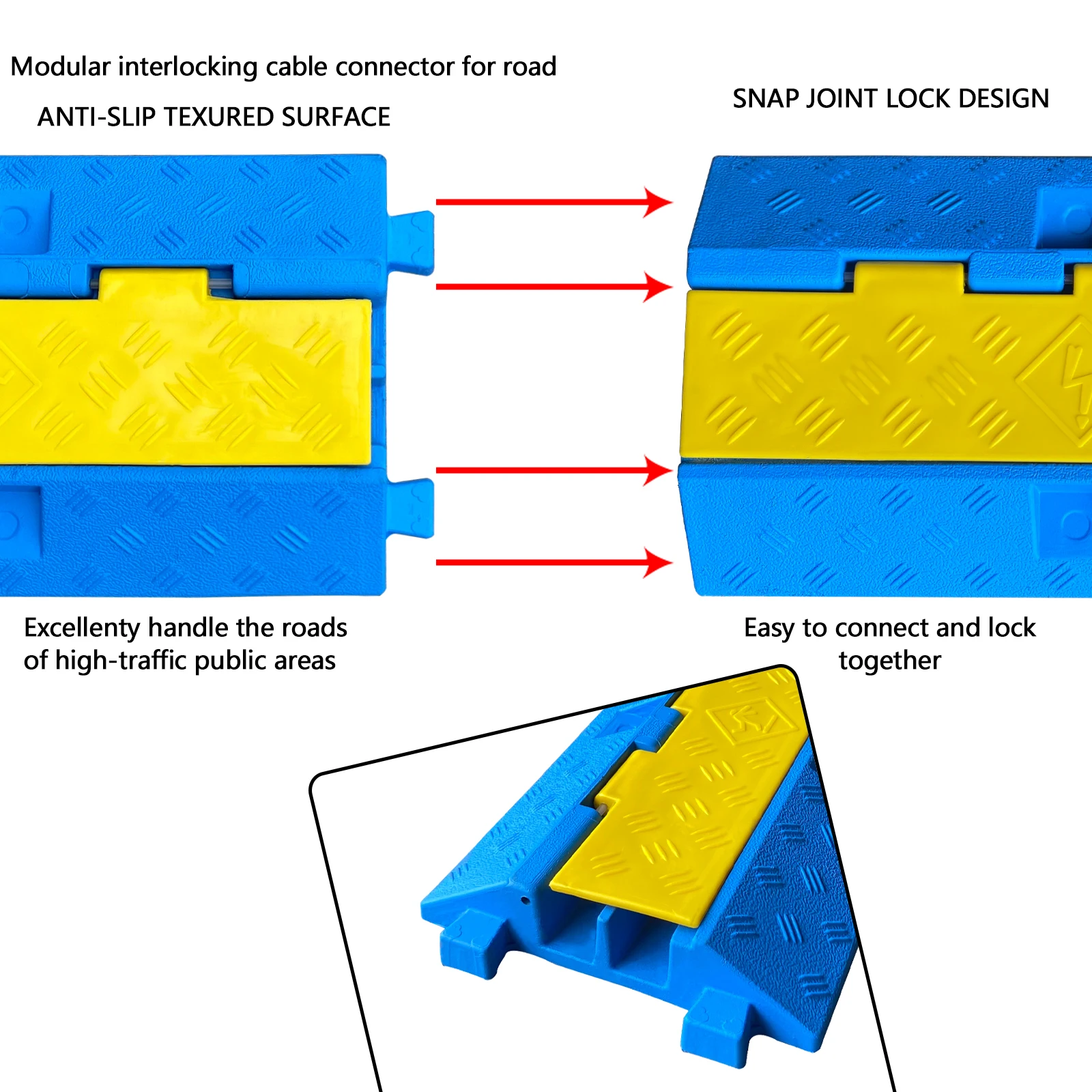 Outdoor 2-Channel Cable Ramp Protector PVC Rubber Cover Plastic Cable Cover Ramp factory