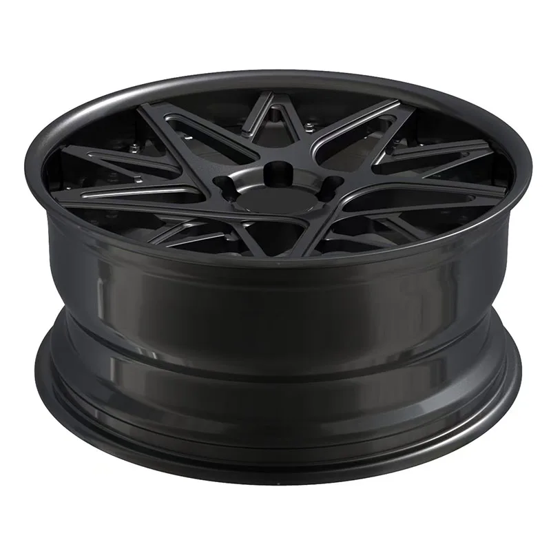 Two Color Gold Silver Custom High Quality Light Weight Two Piece Premium Forged Wheel 18 19 20 21 Inch 5X112 5X120 Alloy Car Rim factory