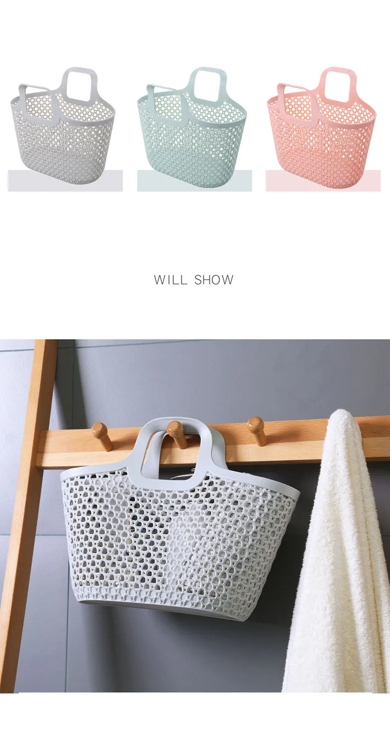 Soft hand carrying basket Japanese style Nordic style basket Plastic washing basket Bathroom factory