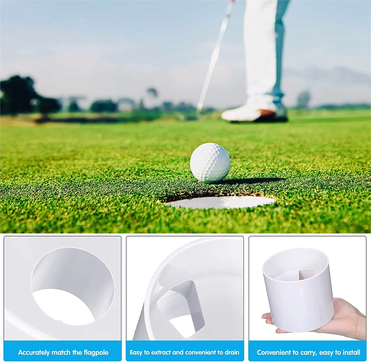 Wholesale White Plastic Abs Outdoor Indoor Golf Flag Cups Golf Hole Cup