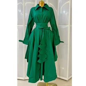 Own Factory Accept Customization Elegant Long Party Dress Women 3D Flower Appliques Green Gown for Women Banquet Party