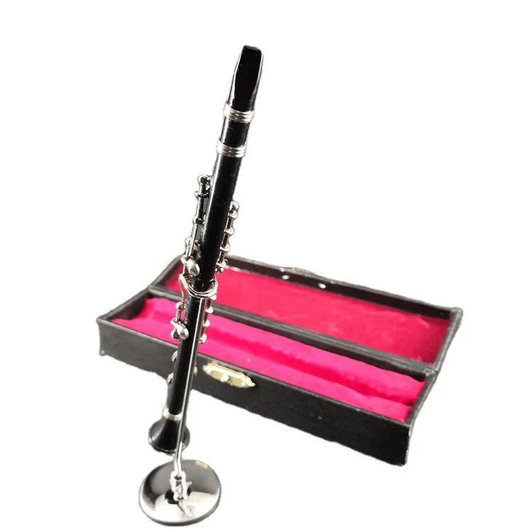 Miniature Décorative De Clarinette - 16 Cm - Modèle Métallique Avec Support - Idée Cadeau Pour Musiciens