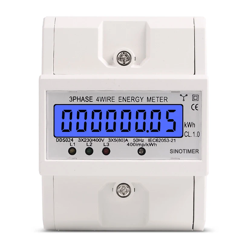 Compteur D'énergie électrique 3 Phases 4 Fils - Wattmètre Pour Rail DIN - Neuf Générique