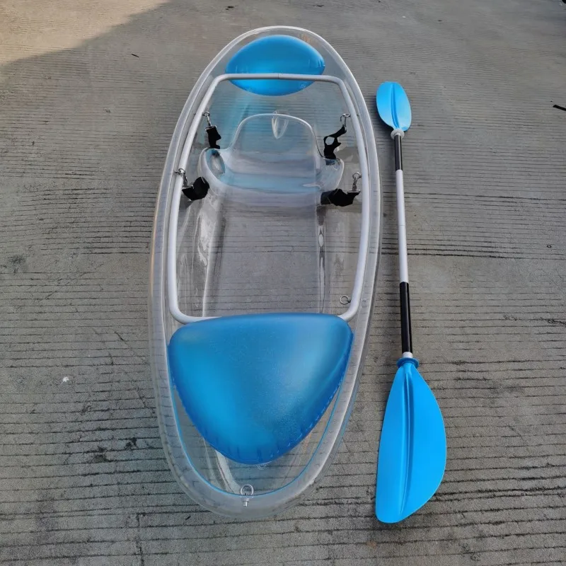 Clear Canoe Plastic Modular Boats 2 Person Clear Glass Kayak Transparent Kayak With Paddle