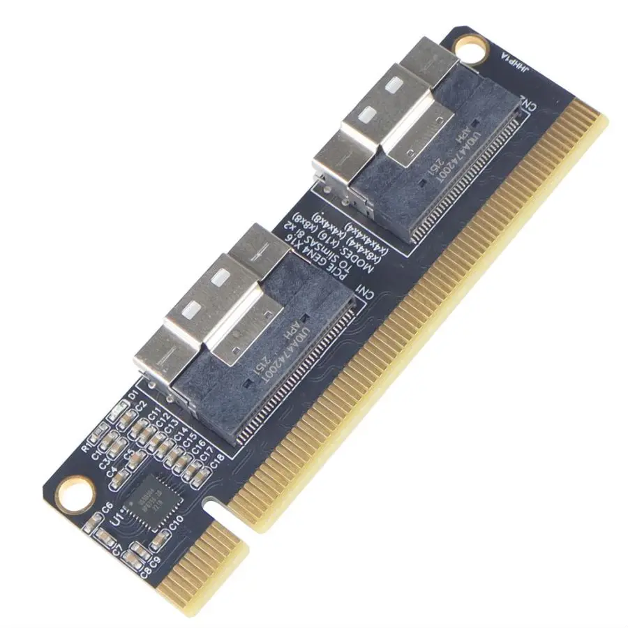 PCIe kartu ekspansi ke port, adaptor kartu grafis untuk NVMe SSD  Gen4 X16 ke SlimSAS 8i X2 SFF8654