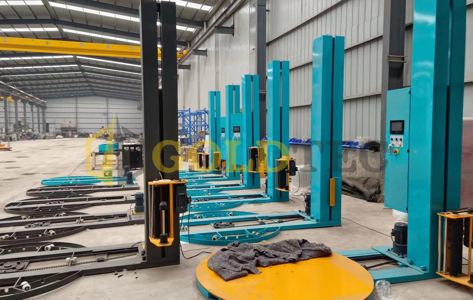 Fully Automatic Pallet Wrapping Machine for Plastic Container Solar Panels Battery Pallet Wrap Dispenser