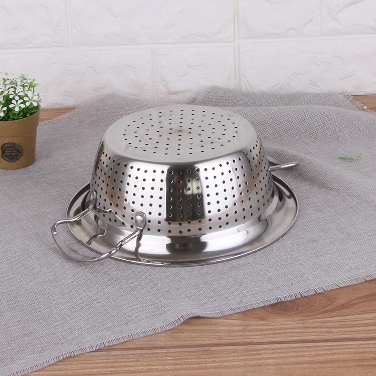 Stainless Steel Colander Kitchen Rice Strainer Pasta Basket Cooking Fruit Colander_2