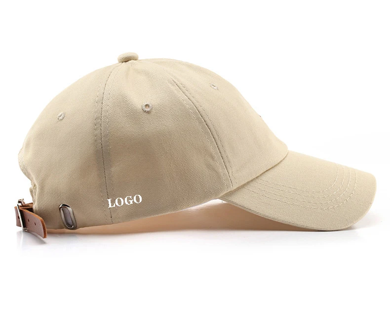 Low Moq Cotton Custom Embroidery Dad Hats Leather Strap Back Hat With