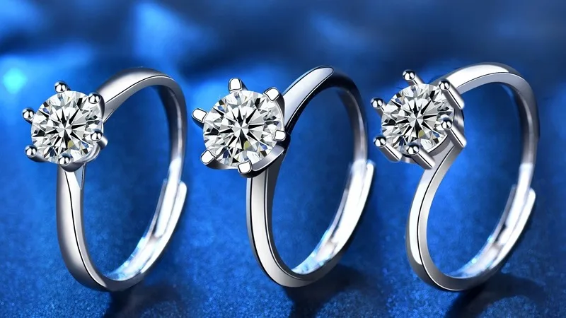 XJZ041 Carat Moissanite Ring Platinum Plated Sterling Silver