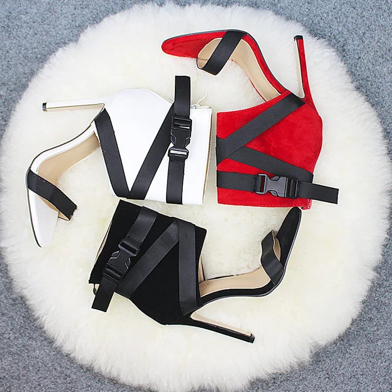 Red Stiletto Fish Mouth Sandals Shoes Women