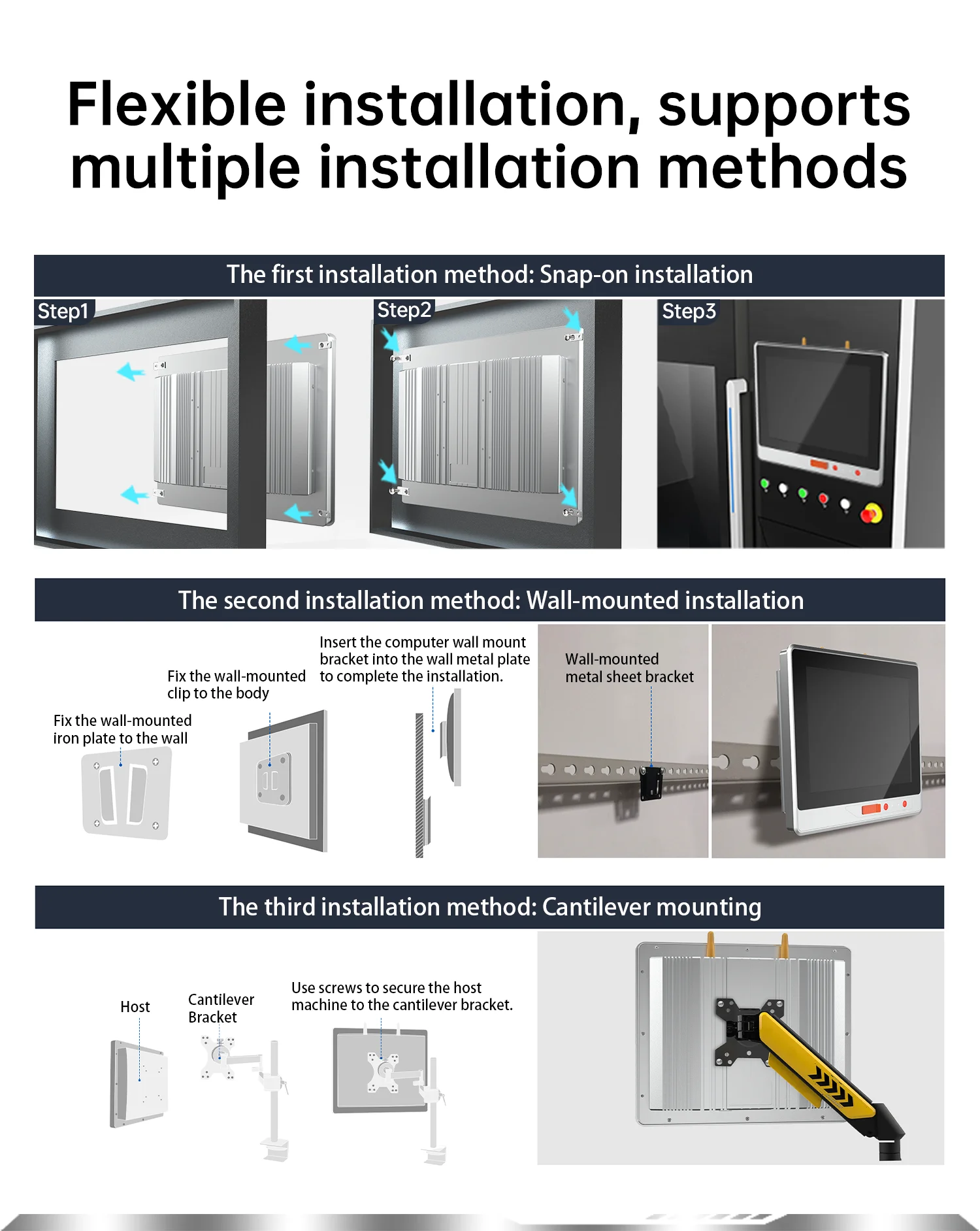 All-in-One Industrial Control Machine 10.4-21.5 Inch Industrial Embedded Capacitive Touch Screen USB Front Industrial Computer