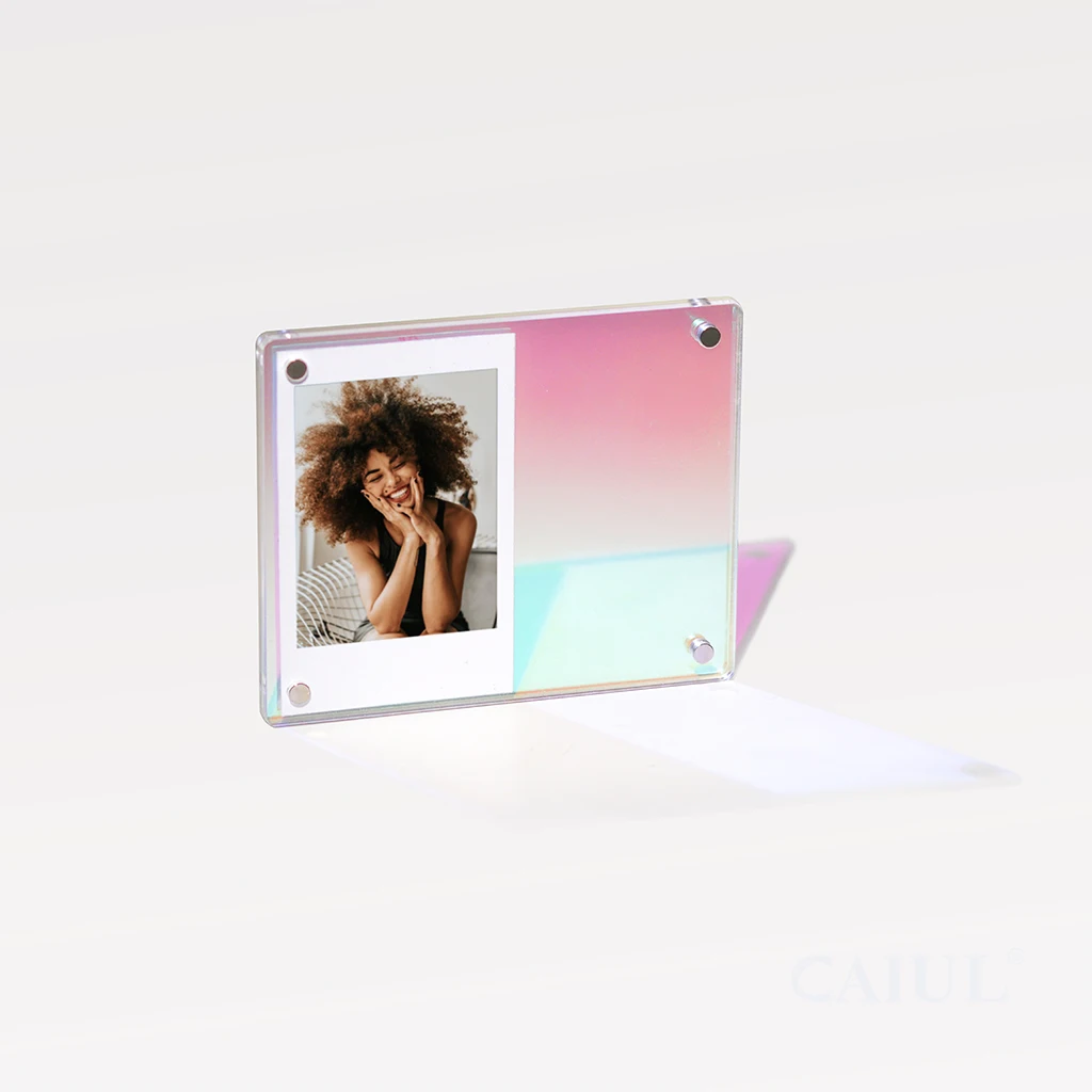 Caiul 3x5 Inches Magnetic Iridescent Acrylic Picture Frame Instax Mini Wide Film Photo Frame With Magnetic