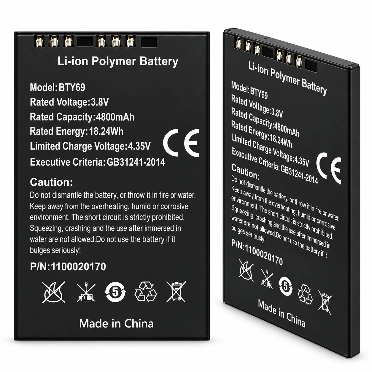 pin thay thế cho máy quét BTY69, pin lithium-ion (Li-ion) / lithium-polymer (Li-polymer), 3,8 V, 4800 mAh, dành cho thiết bị quét Newland NLS-MT69 và MT69