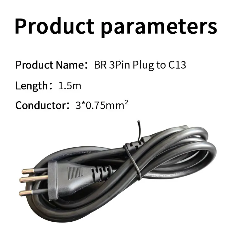 Spot Goods Black Brazil Inmetro Certification 3gx0.75 1.5 Meter Power ...