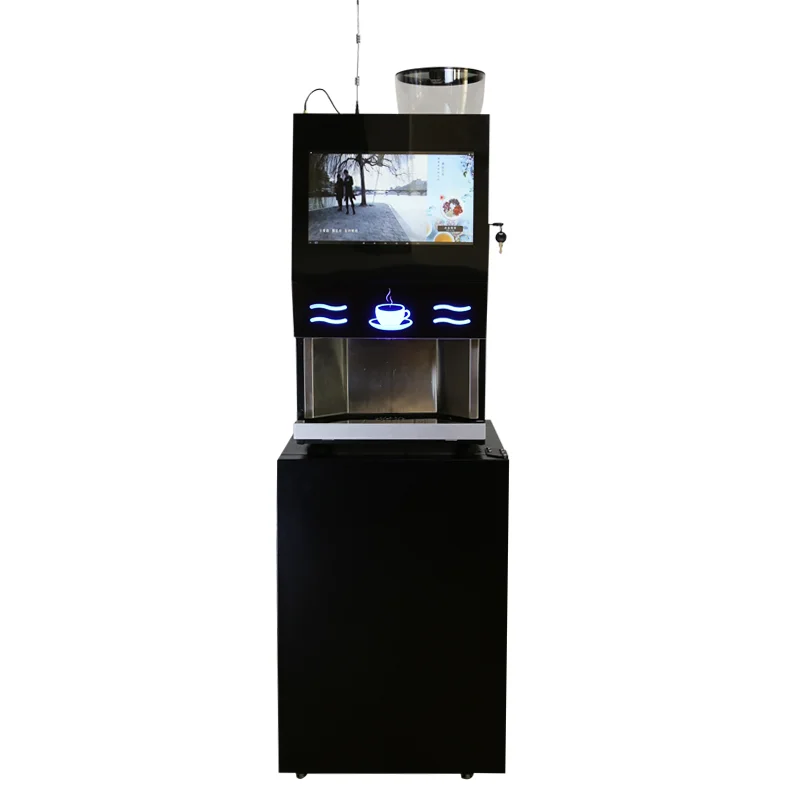JK90 Touchless Fresh Coffee Vending Machine Carbon Steel Shell and Tempered Glass Face Pump Water/tap Water Google Pay QR Code
